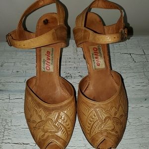 Vintage Olivia Mexican Hand Tooled Heels